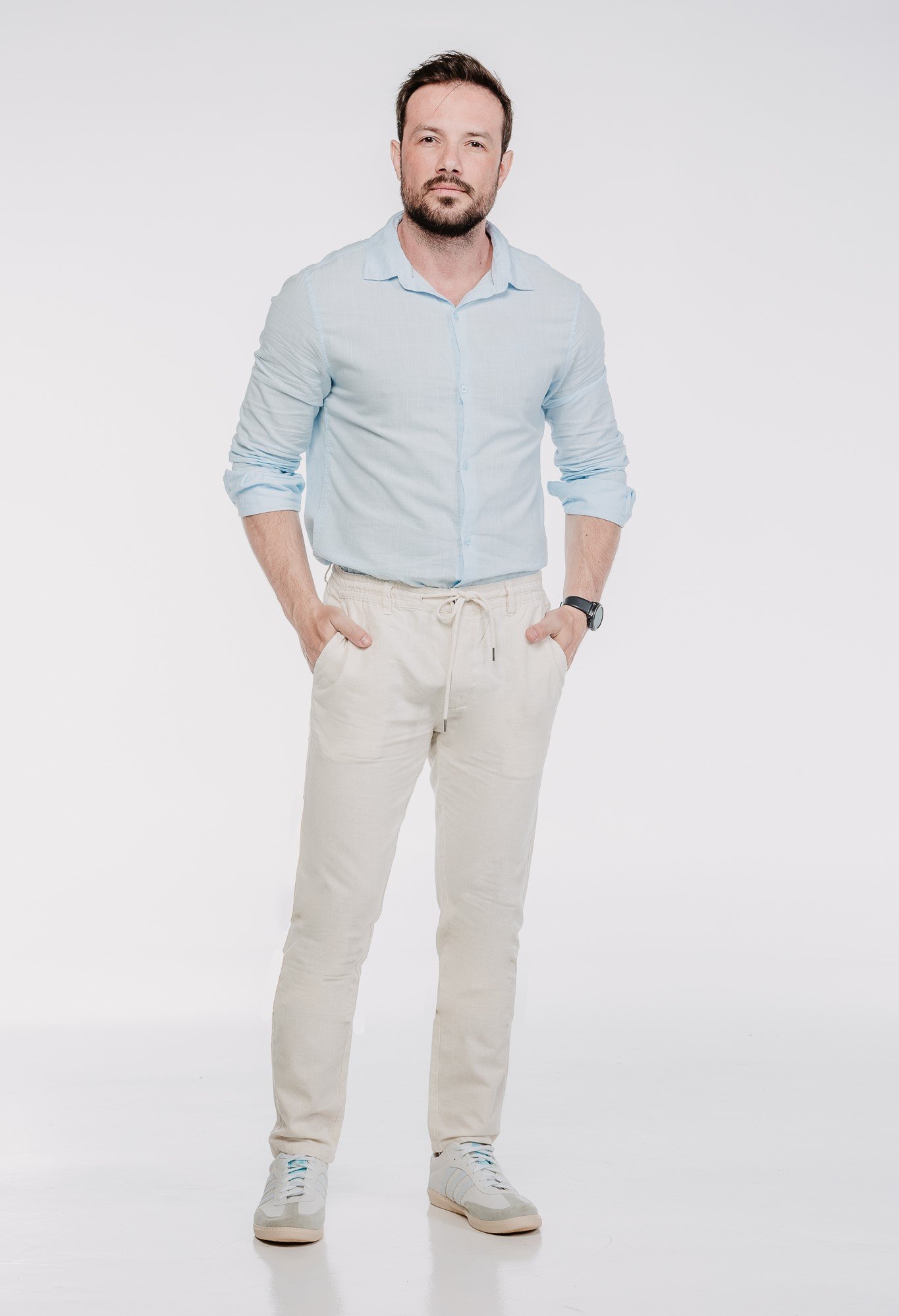 Calça Masculina com Elástico e Cordão Comfort Cru CO2